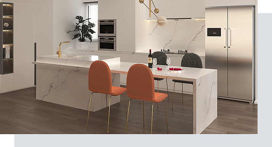 Transforma tu Hogar con la Elegancia y Sofisticación del Cuarzo Calacatta 1 Superficies de cuarzo PMC1978