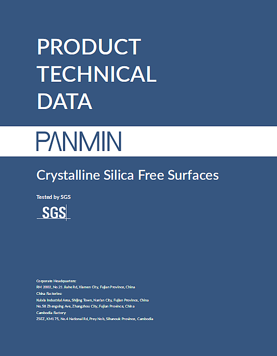 Datos Técnicos del Producto de Superficies de Sílice Cristalina Cero de PANMIN