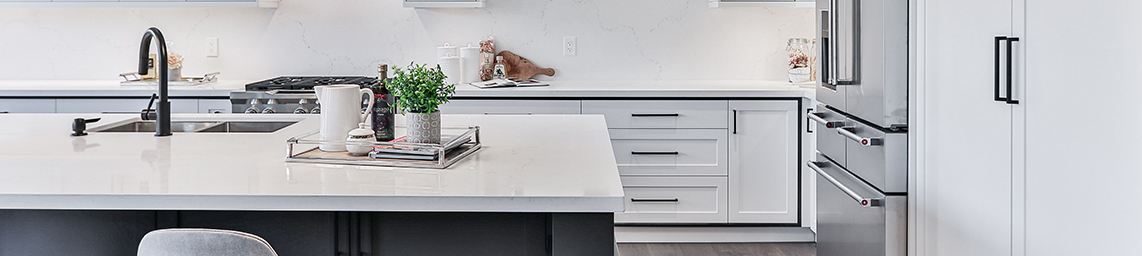 Premium White Quartz Tabletops with Cabinet