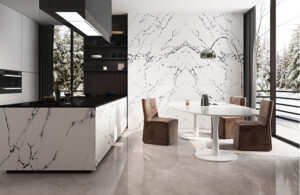 Mega Size Bookmatched Quartz Wall Panels